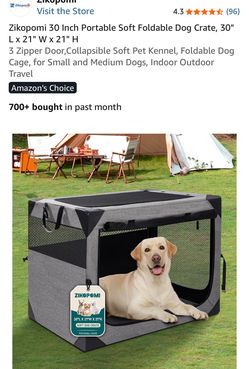 Zikopomi 30" Portable Soft Foldable Dog Crate