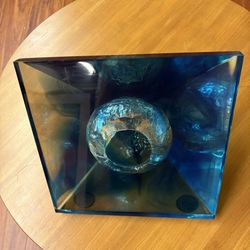 Blue Lucite Abstract Pyramid Sculpture, Signed - Many More Items In Stock!
