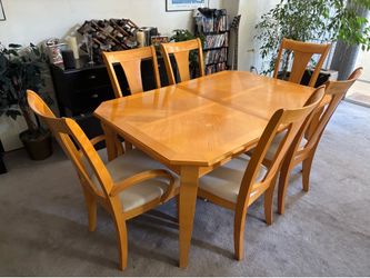 Wood dining room table with 6 chairs