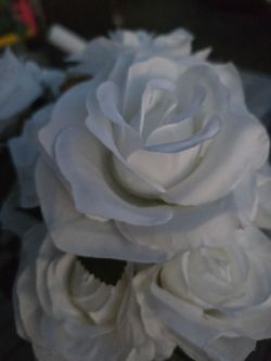 White Artificial Silk Rose Bouquet