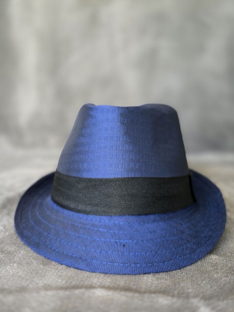 Blue Fedora Hat with Black Band – Classic Style – Excellent Condition