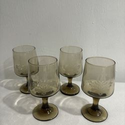 Set Of Four Mcm Vintage Pfaltzgraff Wine Glasses 