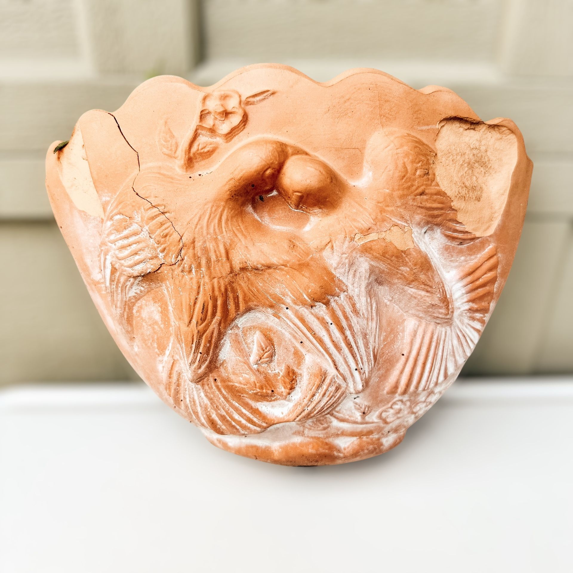 Terracotta Love Birds Wall Planter Flower Pot Yard Garden