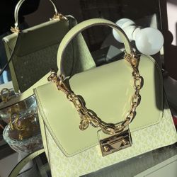 Michael Kors Serena small satchel bag in light sage color