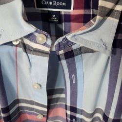 Club Room Med Plaid Short slv button down