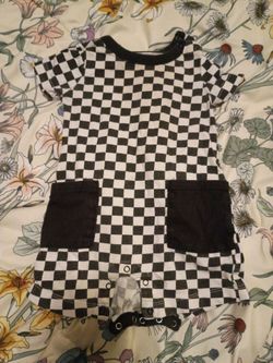 12 months Black & White Checkered Baby Romper