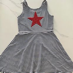 Girl Striped Sequin Graphic Everyday Dress