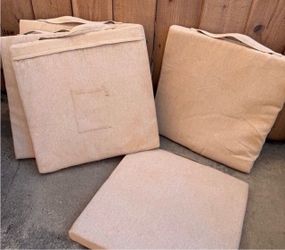 Set of 6 Beige Outdoor floor Seat sports Cushions with Carry Handles 22”