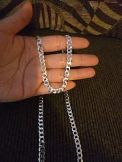 Italy 925 Solid Sterling Silver Cuban Link Chain for Men 26"