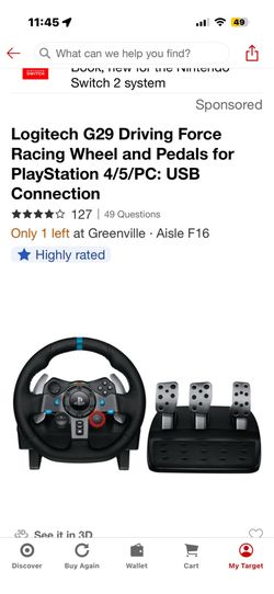 LOGITECH G29 DRIVING FORCE WHEEL & PEDALS W/NEW NEVER OPENED GRAND TURISMO 7 GAME