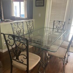 Rectangular Beveled Glass Kitchen Table With 6 Chairs
