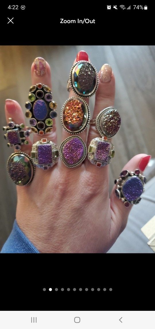 Druzy Crystal Rings And Gems In .925 Silver.