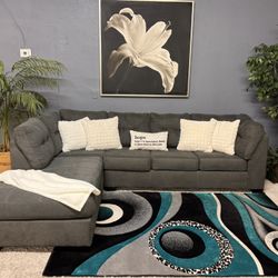 Nice Ashley Furniture Grey 2 Piece Sectional Couch