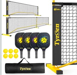 Portable Pickleball Set with 22FT & 11FT Net, 4 Fiberglass Paddles, 6 Balls, Carry Bag
Experience pickleball at home, the park, or on the court with t