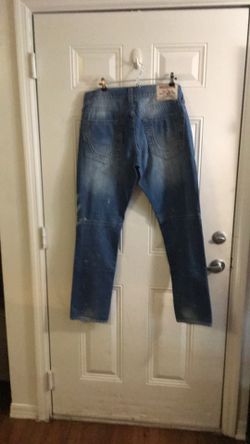 True Religion MOTO SEAT Jeans Mens Size 34x32 Blue Casual Denim