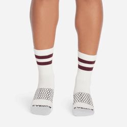 Bombas Women's Vintage Stripes Half Calf Sock 4-Pack In Mixed White Sz. S