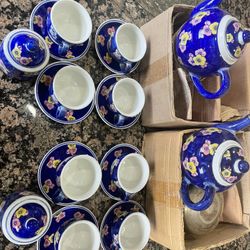 Set Of Two Tea Sets- Fine Porcelain Handmade Spain