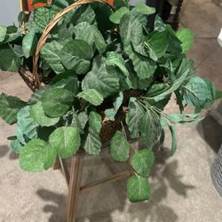 Faux Plant In Wicker Basket
