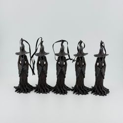 Cracker Barrel 2026 Bark Witch Ornament Lot of 5 Halloween Tree Witch NEW