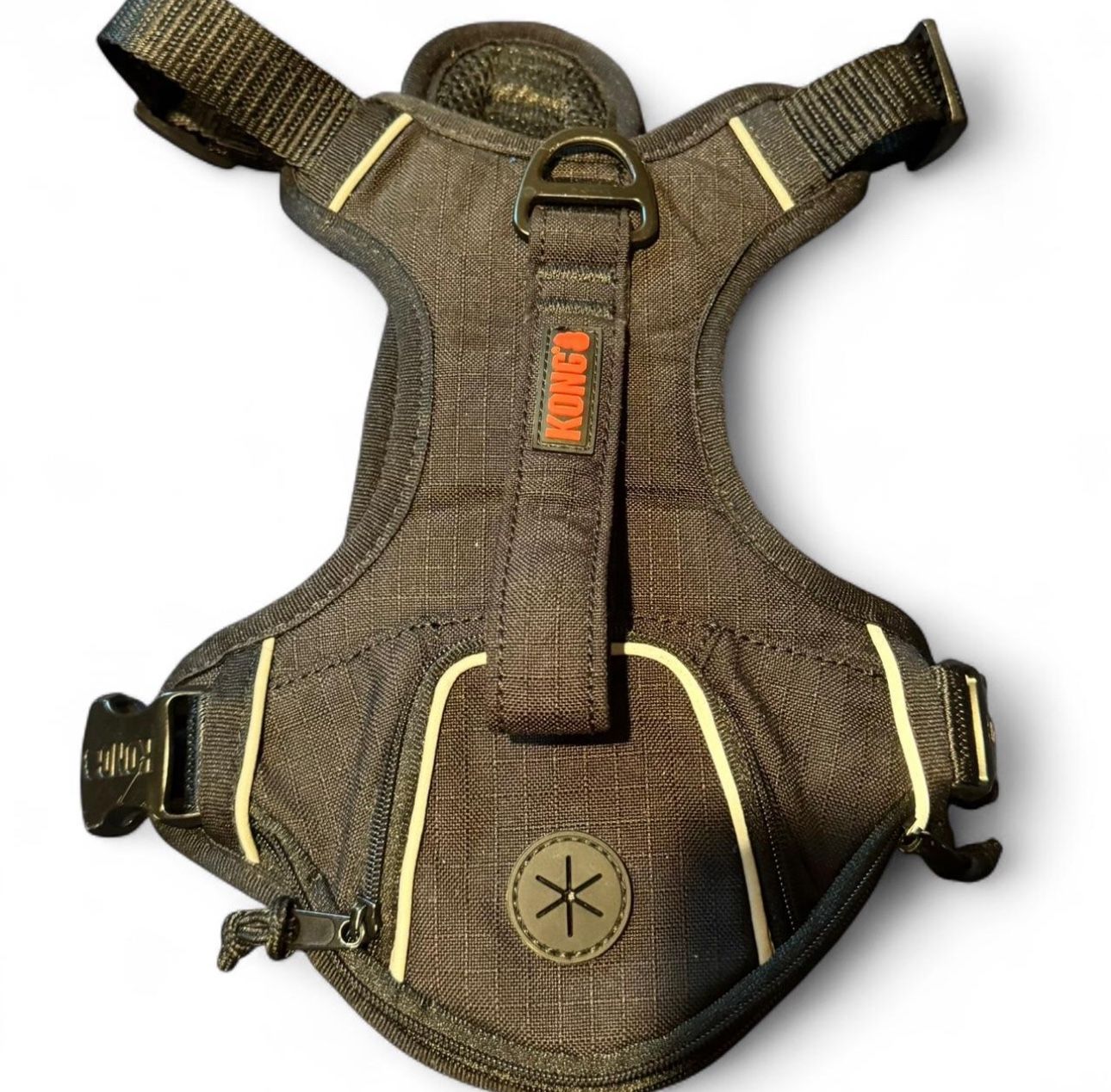 Black Kong dog harness with mesh lining and adjustable straps