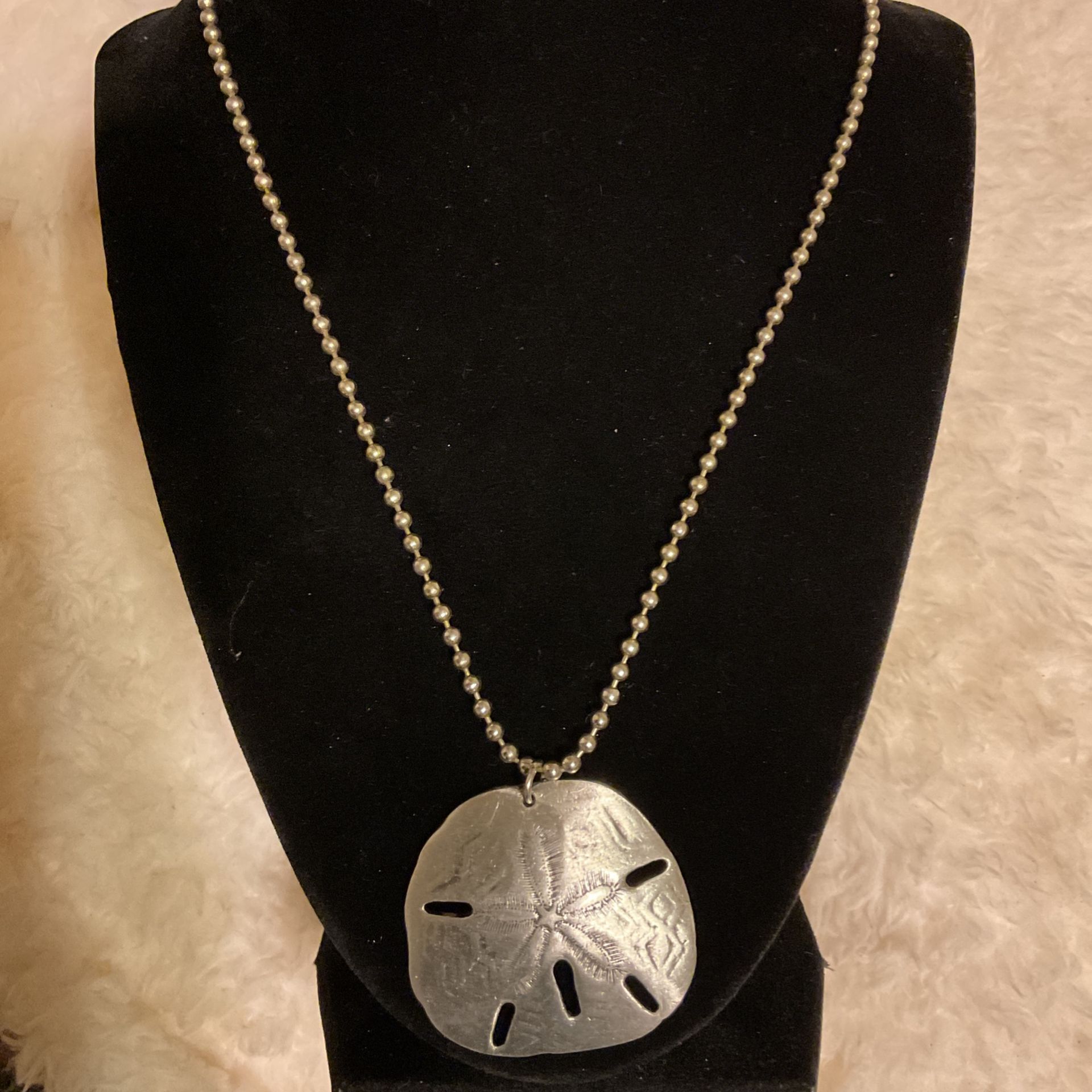 Silver Necklace With SilverTone Vintage Pendant