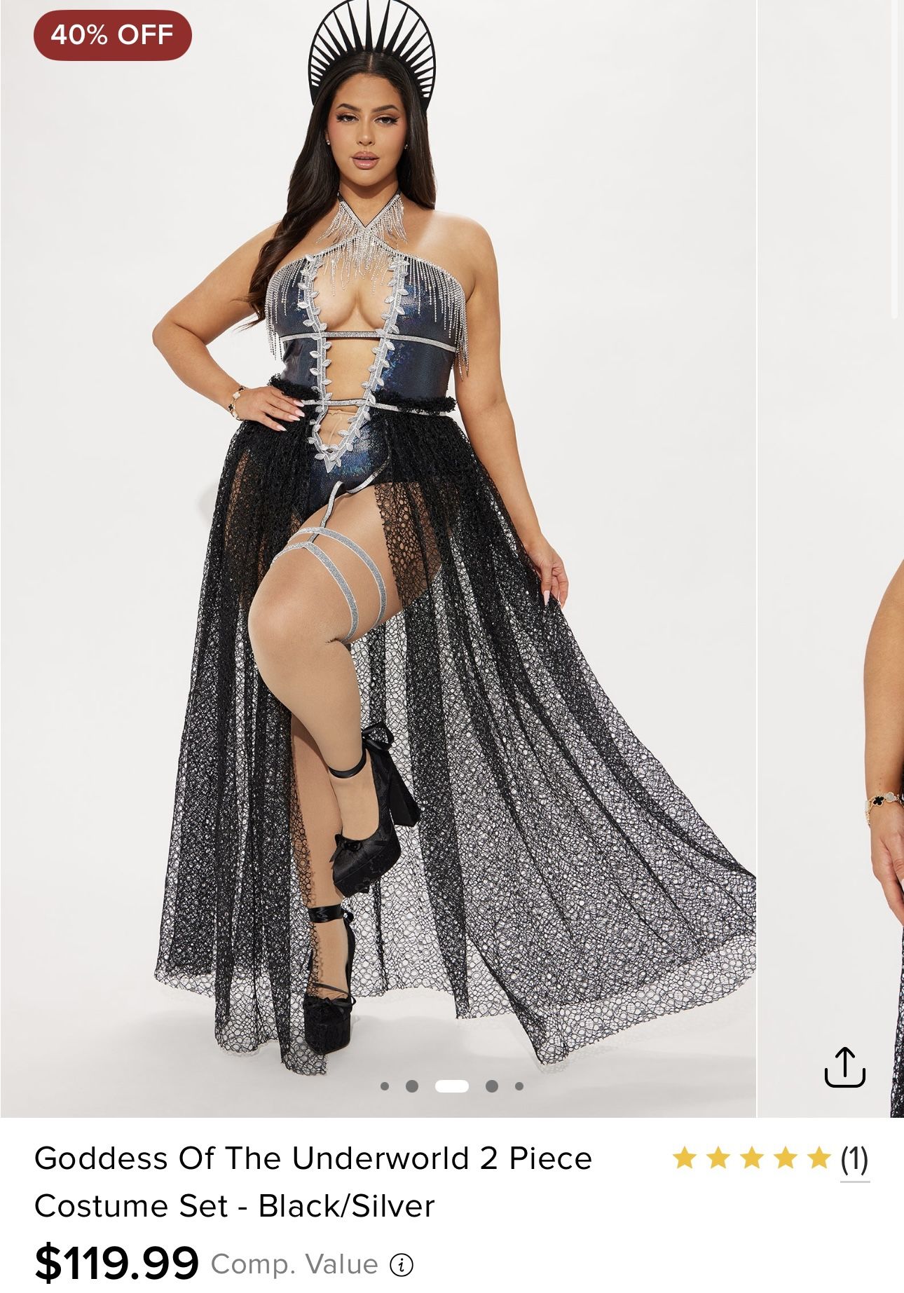 Goddess Of The Underworld 2 Piece Costume set Black/ Silver