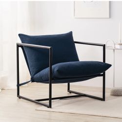 Zinus Aidan Metal Framed Sling Indoor Accent Chair, Navy 