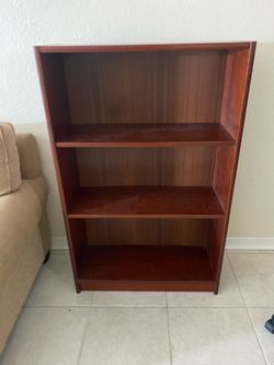 3-Shelf Wooden Bookcase Cherry Finish