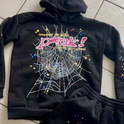 Pink spider hoodie & pants / black