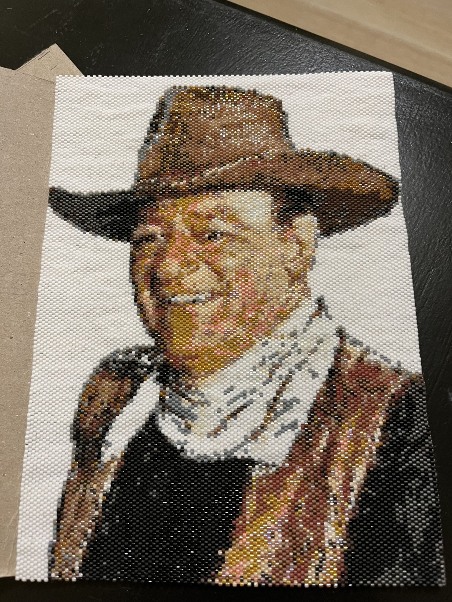 Hand Beaded John Wayne Portrait