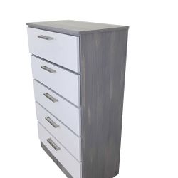 5 Drawer CHEST in High Gloss White & GRAY