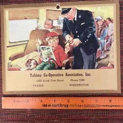 Vtg 1930's Yakima WA Co-Operative Assoc Calendar Top w/Train Conductor