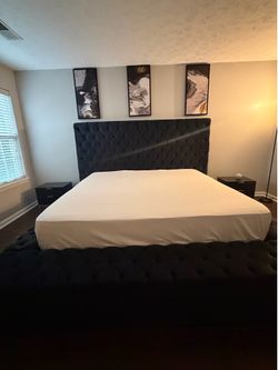 King Upholstered Storage Bed & Nightstands.