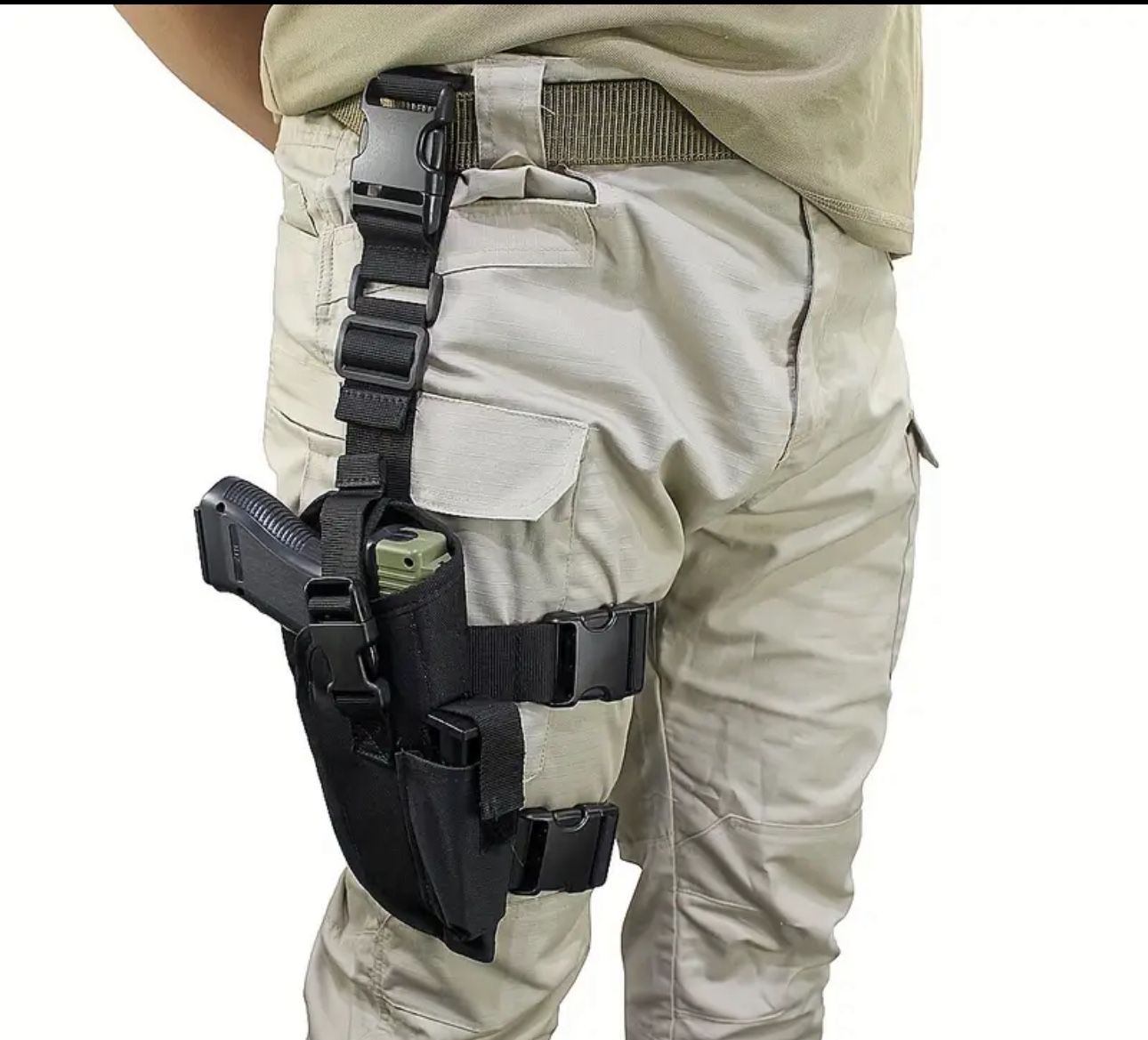 Universal Nylon Tactical Tornado Drop Leg Holster (Black) Right Hand