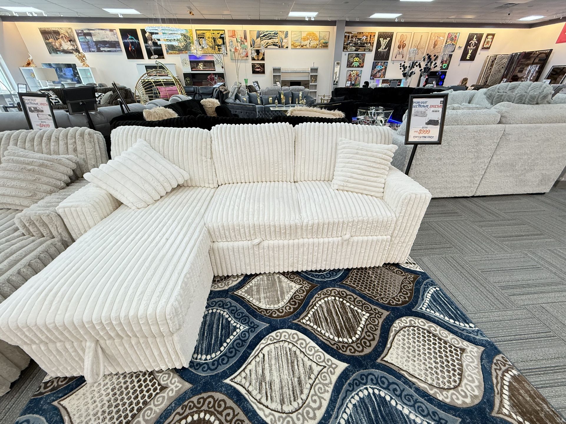 Cream Corduroy Sectional Sofa – Modern, Cozy & Stylish