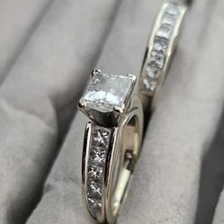 14K White Gold Diamond Ring Bridal Set