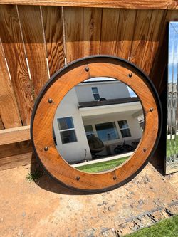 Round Wooden Mirror