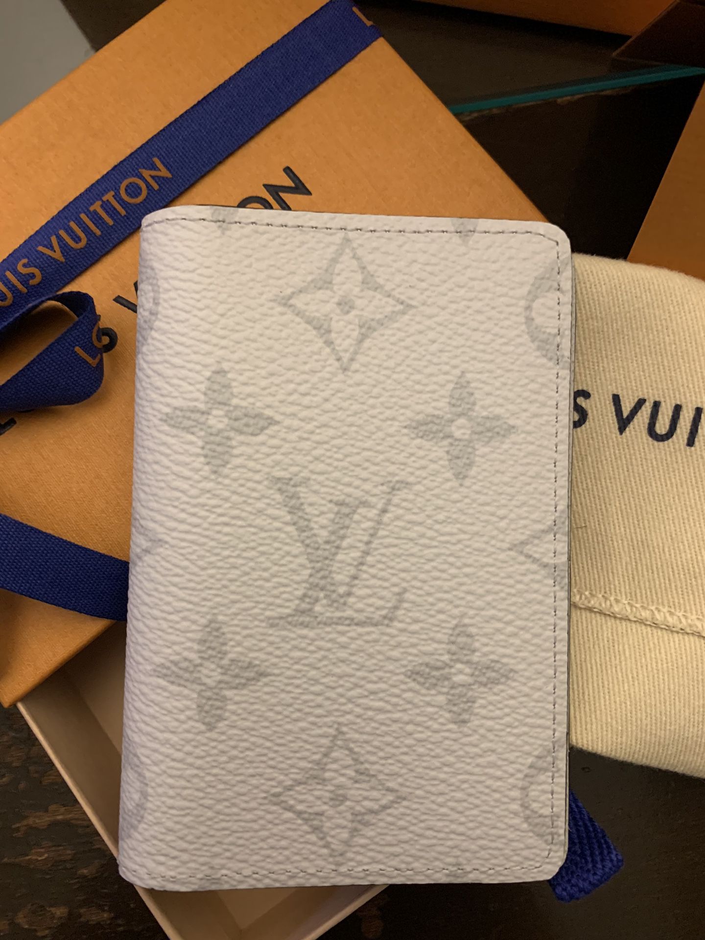NWT Louis Vuitton Taigarama Monogram Pocket Organizer Wallet White AUTHENTIC