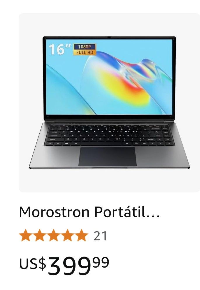 Morostron 16 Inch Laptop Notebook 8GB DDR 64GB SSD Portable Expandable to 1TB Pentium Quad Core CPU up to 2.6GHz 9000mAh Mini HDMI Interface USB3.0 In