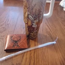 Men's Deer Cup With Straw And Wallet