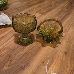 Green Glass Decor Set