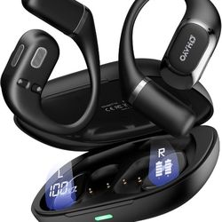 Open Ear Headphones, Over Ear Earbuds with Ergonomic Earhook, Bluetooth Headphones 5.4 with Smart Digital Display, 40H Playtime, IPX6 Waterproof, Touc
