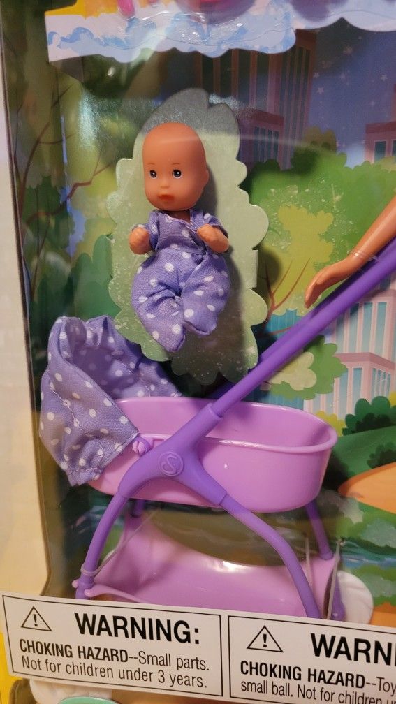 Barbie fashion doll with baby And Stroller