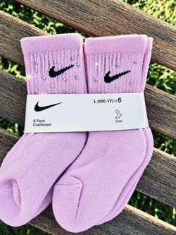 6 pairs Pink Nike Bling socks Youth 7c-10c