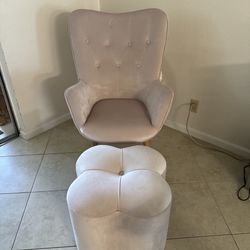 Pink Chair And Ottoman 