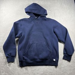 Vintage 90s Russell Athletic Men’s M Blue Hoodie Sweater Distress USA #1946