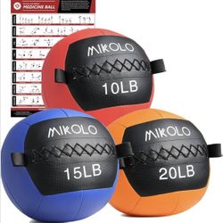 Medicine Ball, Wall Ball,Soft Medicine Ball Set,Slam Ball for Core Training, Strength Workouts for Home Gym, Functional Fitness (10/15/20LB)