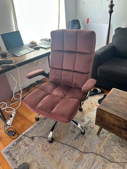 Modern Dusty Rose Velvet Executive Office Chair