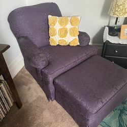 Plush Chair With Footstool 