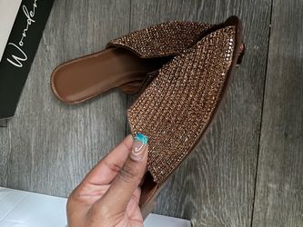 Brown jeweled sandals